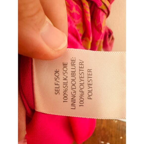 TANYA TAYLOR Women's Pink Orange Floral 100% Silk V-Neck Lisa Wrap Dress size 2 - Picture 12 of 16